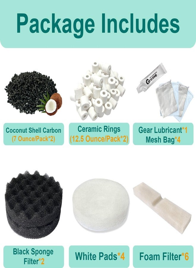 beaufan 21 PCS Aquarium Media Kits Replacement for Fluval FX4 / FX5 / FX6 Canister Filters, Including Bio-Foam Block, Carbon Sponge Filter, Ceramic Ring, Activated Carbon, Silicone Lubricant, Mesh Bag - Image 3